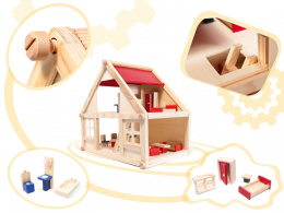 Drewniany domek dla lalek do składania Montessori